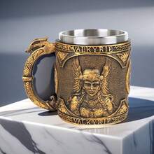 Cốc bia phong cách Viking thời Trung cổ, Cốc cà phê bằng thép không gỉ hình thần thoại Bắc Âu, Cốc cà phê, Cốc nước cổ điển, Đồ uống mùa hè và mùa đông, Quà tặng sinh nhật, Quà tặng Giáng sinh - Nhiều màu - Xem 1