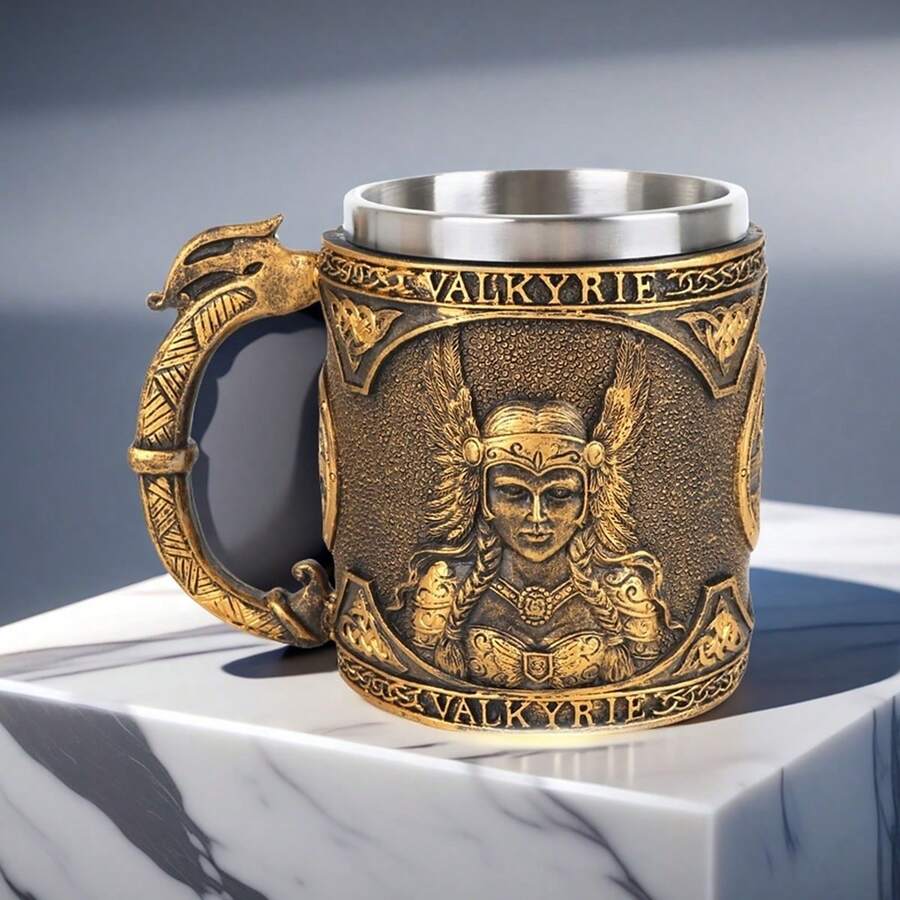 Cốc bia phong cách Viking thời Trung cổ, Cốc cà phê bằng thép không gỉ hình thần thoại Bắc Âu, Cốc cà phê, Cốc nước cổ điển, Đồ uống mùa hè và mùa đông, Quà tặng sinh nhật, Quà tặng Giáng sinh - Nhiều màu - Xem 1