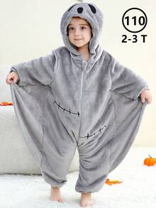 MICHLEY 1Pc Baby Cartoon Animal Form Flannel Cute Sleeping Bag Long Sleeve Zipper Hooded Comfortable Children's One-Piece Pajamas Unisex Baby Products Suitable For Living Room,Halloween,Party Wear