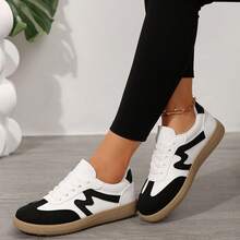 2025 New Flat Bottom Plus Size German Style Casual Sports Versatile Student Sneakers, Patchwork White Shoes,