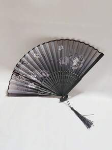 1 Peça Leque Dobrável Retrô, Leque de Mão de Bambu com Borla, Leque de Bambu, Leque Pintado, Leque de Mão Dobrável, Leque de Mão para Casamento, Leque Decorativo, Leque Dobrável Estilo Antigo, Leque Dobrável Estilo Chinês Moderno, Leque Dobrável Chinês Clássico e Elegante com Flor, Leque de Pintura a Tinta, Leque Dobrável para Casamento, Leque de Bambu Portátil, Leque Dobrável de Verão para Fotografia