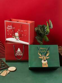 3/12pcs/Pack Christmas Gift Paper Bags, Reusable Candy Cookie Bags For Party Favor, Gift Wrapping Christmas Christmas Decorations Christmas Pajamas Christmas Gifts Christmas Decor