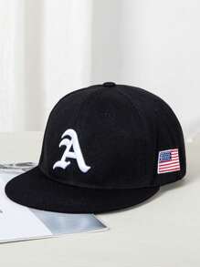 Czapka baseballowa z haftowaną gotycką literą A, z flagą USA z boku, unisex, kontrastowy kolor, odpowiednia do kucyka, hip-hopu, na ulicę, do sportu, mody, ochrony przed słońcem, do codziennego użytku