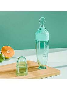 Bình sữa silicon nhiều màu 90ml/3OZ mới, Bình đựng cháo kèm thìa ăn bằng silicon mềm, cốc hút và nắp chống bụi, bình sữa bóp mềm - Nhiều màu - Xem 7