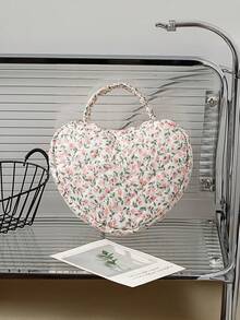 1 Stück Damen Handtasche für Make-up, ein blumenmusteriger, tragbarer, gesteppter Aufbewahrungsbeutel für Toilettenartikel und Kosmetik mit Nischenkonstruktion und großer Kapazität. Es hat einen einfachen, stilvollen und frischen Stil, was es zu einem Muss für die Reise und der perfekten Wahl für schöne Damen macht. Herbst Uni Essentials Reise Essentials Urlaubs Reise Tasche für Damen Make-up Organizer