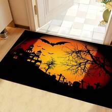 1pc Pumpkin Festival Non-Slip Kitchen Mat, Home Living Room Bedroom Entrance Decorative Washable Plush Carpet
