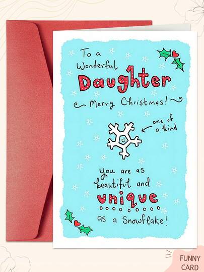 1 PIEZA Tarjeta de Navidad con diseño de copo de nieve único con sobre - Para hijas, adecuado para fiestas navideñas, cumpleaños y reuniones familiares - Le deseo una Feliz Navidad
