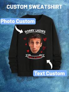 Customizable Personalized Graphic & Text Men's Casual Crew Neck Sweatshirt