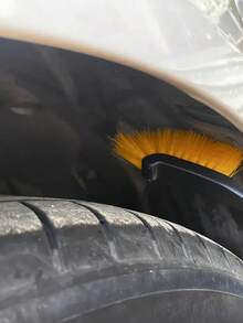 1 pieza Cepillo para llantas de coche, cepillo con cerdas duras y suaves, cepillo de anillo de acero para limpiar manchas en las ranuras, herramienta esencial para el lavado de coches - Amarillo - Ver 4