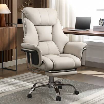 Großer und hoher Bürostuhl Breiter Sitz Ergonomischer Leder Executive Schreibtisch Stuhl mit Beinlehne, Heavy-Duty 550 Pfund verstellbare Höhe Computer Gaming Stühle