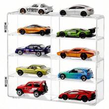 1PC，亚克力展示柜，8槽风火轮展示柜，小型玩具车收纳盒，办公室停车收纳盒，用于家居装饰