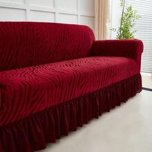 1PC High Elastic Sofa Cover Suitable For 1/2/3/4 Seat Jacquard Skirt Sofa Cover Cat Claw Proof Easy To Clean Machine Washable Sofa Protector Suitable For Bedroom Office Living Room Home Decoration All-Inclusive Sofa Cover Valentine's Day Gifts Valentine's Day Decorations - Màu Đỏ Sâu - Xem 5