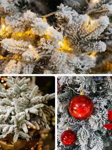 12/6 piezas Ramas artificiales de pino navideño, tallos de pino falso nevado, adecuados para decoración de árbol de Navidad, adornos de pino navideños, aplicables para guirnaldas, coronas y decoraciones de regalo de Navidad, decoraciones navideñas, decoraciones de mesa, decoraciones de árbol de Navidad - Multicolor - Ver 3