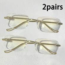 1 Stück/2 Stück/3 Stück Damen randlose leichte Mode Brillen mit klaren Gläsern für einen Vintage Look, klare Brillen Accessoires für Frauen