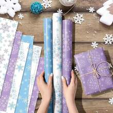 12pcs High Quality Snowflake Theme Gift Wrapping Paper - Premium Christmas & Holiday Wrapping Paper, Suitable For Birthdays And Parties, Reindeer Decor, No Accessories Included Christmas Christmas Decorations Christmas Pajamas Christmas Gifts Christmas Decor - Multicolor - View 8
