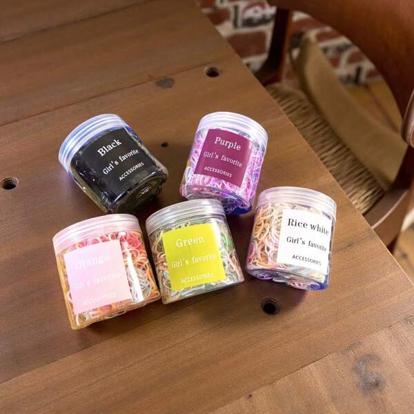 500 pièces d'élastiques à cheveux colorés et mignons pour filles, élastiques à cheveux petits et jetables, bandes élastiques en caoutchouc colorées et mignonnes pour tresses et coiffures universelles