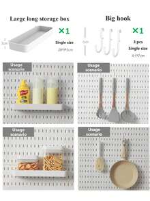 Najlepiej sprzedający się artykuł do domu, Basic Living 1 szt. montowany na ścianie i bez wiercenia plastikowa tablica perforowana, zestaw akcesoriów o wielu kombinacjach, uniwersalna tablica perforowana do przechowywania z różnymi pudełkami do przechowywania i metalowymi haczykami, odpowiednia do warsztatu garażowego/organizacji i przechowywania w kuchni domowej/biurze/pokoju rzemieślniczym/łazience (28*28 cm)