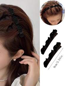 4 chiếc kẹp tóc mái trang trí bằng nhựa acrylic màu đen nhung dành cho nữ, phụ kiện tóc thời trang tối giản và giản dị, thích hợp sử dụng hàng ngày, kẹp tóc càng cua, kẹp tóc cài đầu, đồ dùng học tập, phụ kiện tóc, ghim cài tóc - màu đen - Xem 8