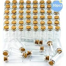 30 个迷你 10 毫升透明玻璃罐，带软木塞 - 非常适合 DIY 工艺品、婚礼装饰和派对礼品，仅可手洗，椭圆形透明瓶，装饰瓶 - 彩色 - 查看 8