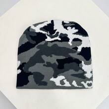 1pc Autumn/Winter Camouflage Color Series Knit Beanie Hat, Warm Streetwear Contrast Color Unisex Hip Hop Outdoor Cap