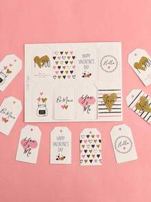 48 Stücke - Vintage Valentinstag Banner Dekoration - Rosa Valentinstag Glückliches Hängendes Kranz Banner, Vintage Valentinstag Banner, Valentinstag Jahrestag Kamin Fenster Dekoration Party Zubehör