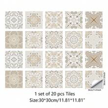 20 Stücke Mandala Muster Küchenrückwand Aufkleber, PVC wasserfeste Wandaufkleber, 30 x 30 cm, geeignet für Küche, Balkon, Spüle, Badezimmer und Esszimmer Dekoration