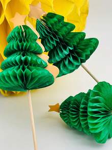 5/10/20/50 件圣诞树形竹棒、蛋糕水果棒、圣诞蜂巢鸡尾酒装饰、派对装饰、派对用品、节日装饰、节日用品、餐桌装饰 - 彩色 - 查看 4