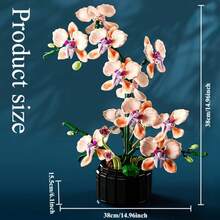 1000pcs 2025 New Orchid Assembly Building Block Set, Mysterious Elegant Flower Arrangement Adult Puzzle Toy, Realistic Flower Home Decor, Valentine's Day Mother's Day Gift