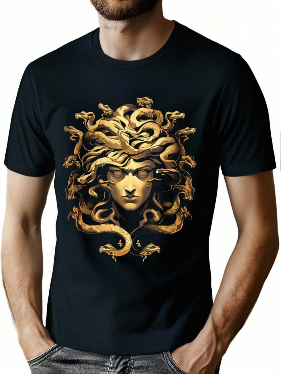 Soft Plus Size Mens Alphabetic Graphic Print Tees - Comfort Fit, Slight Stretch Knitted Fabric, Casual Summer Crew Neck T-Shirts for Adults