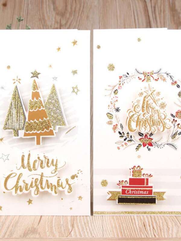 Christmas Greeting Card Christmas Greeting Card Three-Dimensional Christmas Greeting Card New Year Greeting Card Blessing Card Folded Card Christmas