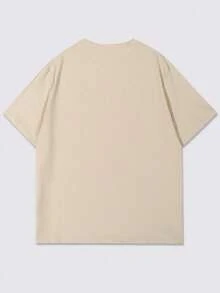 Manfinity Homme Camiseta de manga corta informal con impresión de letras para hombre, de verano - Caqui - Ver 2