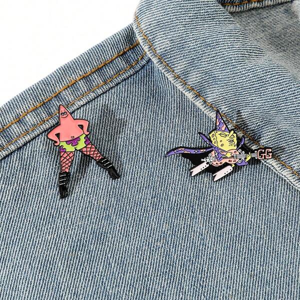 SPONGEBOB SPONGEBOB 1/2 Pcs Fashion Cartoon Brooch Funny Patrick Star Enamel Pin Metal Badge Jewelry Clothing Backpack Accessories Gift For Friends