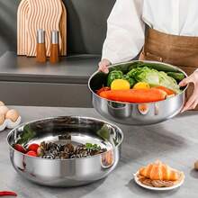 大号不锈钢搅拌碗（无盖） - 防锈、深而宽，适合揉面、做意面、洗菜、煲汤 | 现代厨房必备用品，厨房好帮手