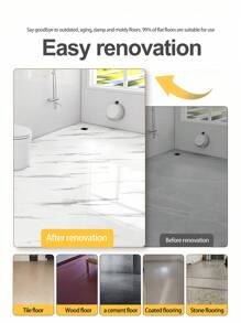 1 Roll 1.3mm Glossy Marble Pattern Self-Adhesive Vinyl Plank Flooring, 15.7x118.1 Inches, Vinyl Plank Flooring, Linoleum Vinyl Sheet Floor Covering, Waterproof & Wear-Resistant, DIY Installation For Room, Office, Kitchen (Marble Pattern, Black) - Multicolor - View 11