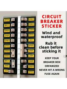 1pc Electrical Box Panel Label, 129 Pieces Per Circuit Breaker Catalog Label, Clearly Identifiable Label Sticker, Weatherproof Fuse Box Sticker, Fuse Box Identification Reminder Sticker, Prompt Sticker - 129pcs/set-2 Sets - View 2