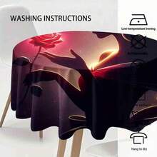 1pc Tablecloth Home Print Table Enchanted Rose And Princess Silhouette Tablecloth - Romantic, Magical, And Fairytale-Inspired Home Decor, Perfect For Special Occasions And Adding A Touch Of - Mixed Colors - View 7