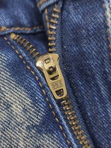 Plus Size Men's Distressed Washed Blue Relaxed Fit Casual Jeans - Blue - View 5