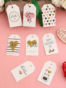 48 Stücke - Vintage Valentinstag Banner Dekoration - Rosa Valentinstag Glückliches Hängendes Kranz Banner, Vintage Valentinstag Banner, Valentinstag Jahrestag Kamin Fenster Dekoration Party Zubehör