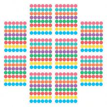 10 Folhas/480 Unidades Etiquetas Redondas Codificadas Coloridas, Adesivos Redondos Codificados em 8 Cores Variadas, Suprimentos Escolares e de Escritório