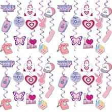 24Pcs /48pcs Y2k 2000s Pink Party Swirl Decorations Hanging Spiral Decor Whirl Streamers Rainbow Hearts Ceiling Streamers Y2k Spiral Favors For Birthday Female Bachelorette