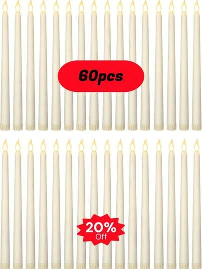 1/6/12/24/30/36/48/72颗白色LED蜡烛，电池供电，电子蜡烛/婚礼装饰/畅销创意LED电子蜡烛/智能感应/遥控调光/无烟/婚礼装饰/圣诞节/派对/浪漫氛围灯/浪漫星空