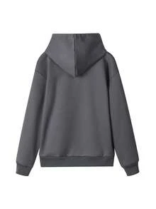 Sudadera con capucha versátil y de moda con estampado gráfico sencillo Ins 23, cuello redondo, color gris oscuro, para mujer, nueva para otoño/invierno - Gris Oscuro - Ver 5