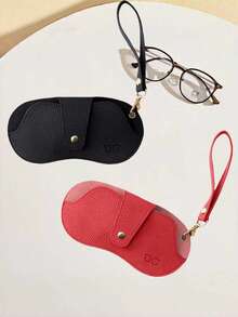 女士大容量时尚眼镜袋，带挂绳，PU材质时尚眼镜盒，便携式防压时尚眼镜保护套，高端自封袋 - 彩色 - 查看 6