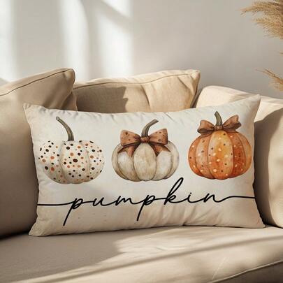 1pc Vintage Autumn Decorative Pumpkin Pillow Cover, Single-Sided Printed Velvet, 30*50cm/40*60cm Cushion Cover Suitable For Modern Minimalist Sofa, Living Room Decor, Party Decoration, Gift