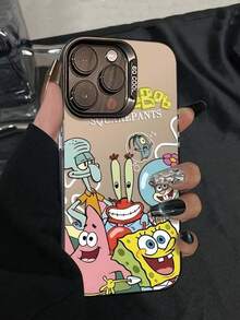 SpongeBob SquarePants 1个卡通可爱螃蟹图案手机壳 - 蟹老板、海绵宝宝、海星、章鱼哥图案，防震保护壳，兼容 16/15/14/13/12/11 Pro Max及其他型号 - 彩色 - 查看 1