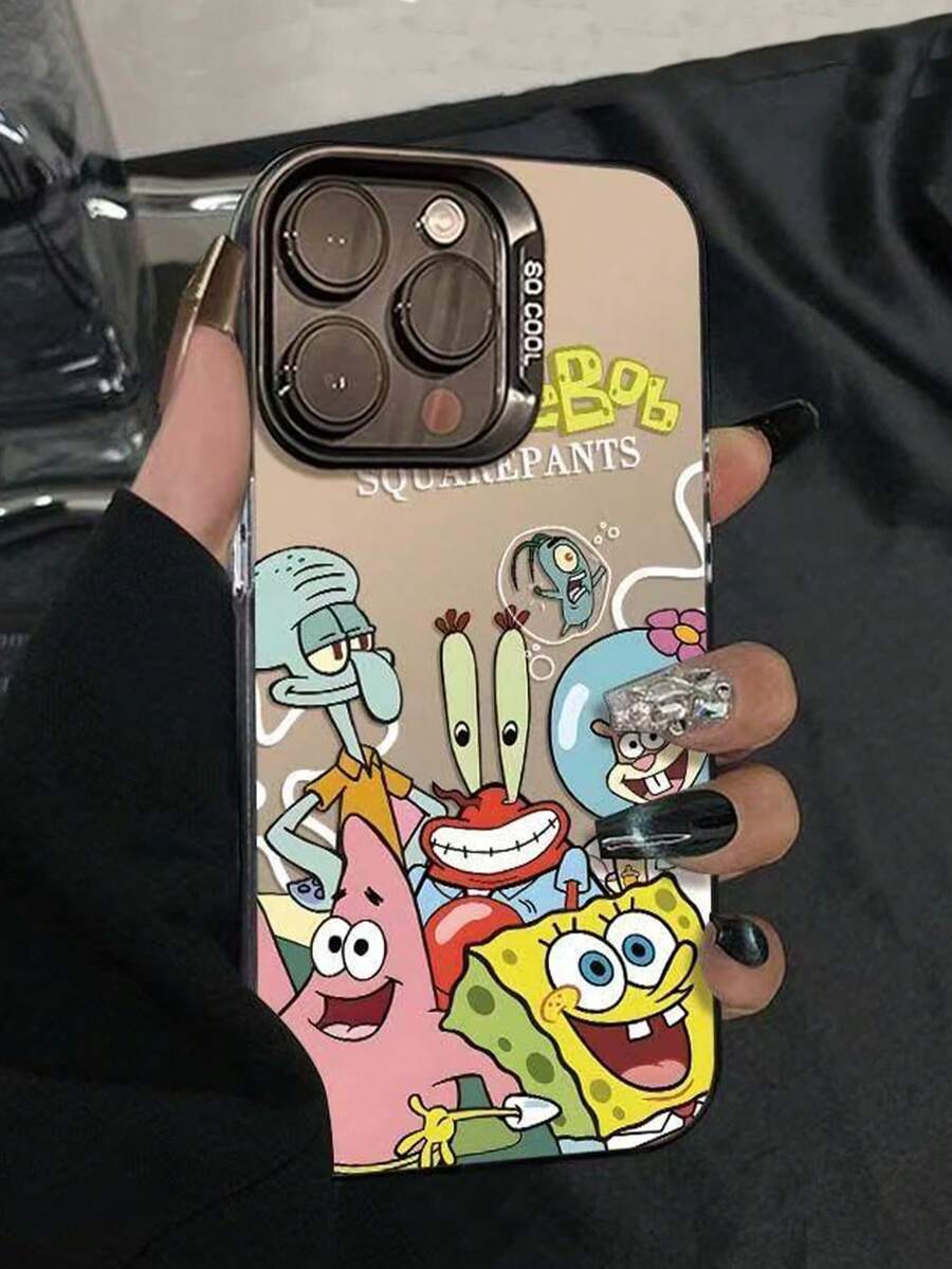 SpongeBob SquarePants 1个卡通可爱螃蟹图案手机壳 - 蟹老板、海绵宝宝、海星、章鱼哥图案，防震保护壳，兼容 16/15/14/13/12/11 Pro Max及其他型号 - 彩色 - 查看 1