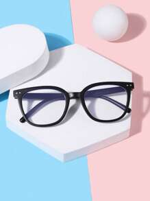 1 pieza Gafas sin receta de marco cuadrado de acrílico con borde completo, estilo bohemio, para adolescentes de 14 a 16 años, adecuadas para salidas y lectura diaria