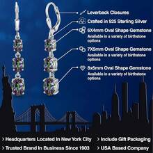 Gem Stone King 3-Stone Leverback Drop Dangle Earrings Women |   925 Sterling Silver |   Gemstone Birthstone |   Oval 8X6MM 7X5MM And 6X4MM |   Fine Jewelry Gifts Her Mom Women Wife - 綠色神秘黃玉 - 查看 2
