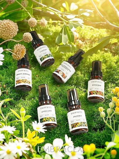 EMBRACEX. 128ml Fractionated Coconut Oil, Jojoba Oil, Rosehip Oil, Castor Oil, Sweet Almond Oil, Avocado Oil, Essential Oils, Aromatherapy Oils, Base Oils, Natural Ingredients, Moisturizing And Nourishing For Skin, Improving Rough Skin, Easy To Absorb, Glossy Hair, Suitable For Daily Use, Candle Making, Women's Gifts, Hair Care Products, Large Capacity