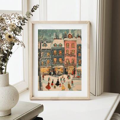 1 件无框可打印彩色圣诞村墙壁艺术复古冬季假期印刷品，数字下载用于农舍装饰，节日墙壁海报用于卧室/宿舍/客厅派对装饰和完美礼物（圣诞节印刷品、冬季海报、房间装饰、数字艺术）万圣节装饰圣诞装饰感恩节婚礼家居装饰家居装饰秋季装饰秋季装饰生日装饰礼品派对用品室内节日装饰墙面装饰万圣节装饰品圣诞装饰圣诞节装饰圣诞树礼品装饰感恩节婚礼家居装饰家居装饰秋季装饰秋季装饰生日装饰礼品派对用品室内节日装饰万圣节装饰墙面装饰万圣节装饰品